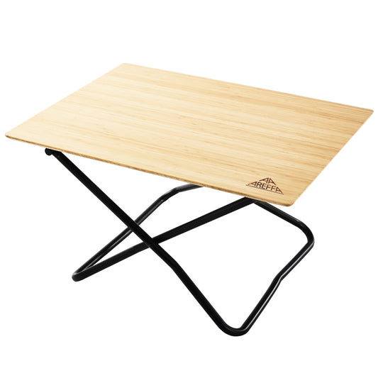 AREFFA Folding Camping Table with Bamboo Tabletop